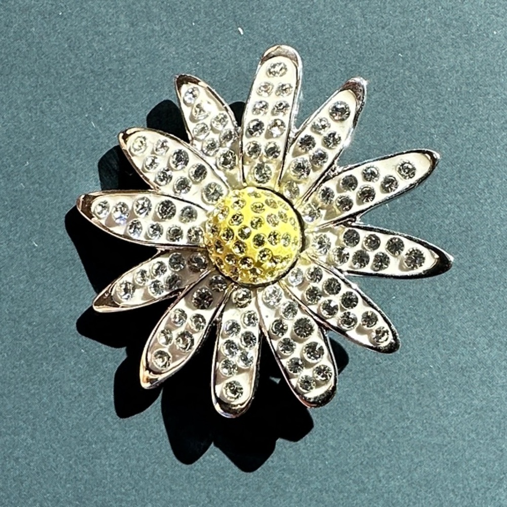 Chic Silver and Gold Daisy Brooch